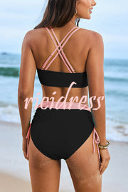 Fashionable High Waist Stretch Bikini Swimsuit