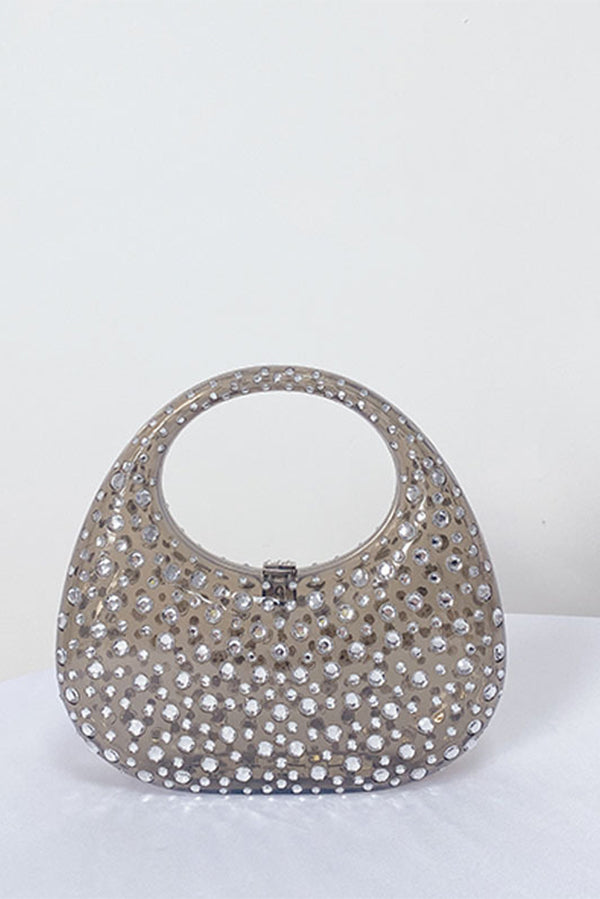 Acrylic Rhinestone Lock Clasp Prom Handbag