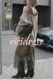 Warm Winter Knit Wide Neck Batwing Sleeve Loose Relaxed Sweater