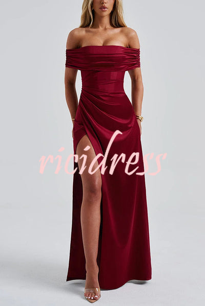 Sexy Off-shoulder Fitted High Slit Elegant Maxi Dress