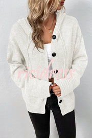 Hooded Single Breasted Drawstring Long Sleeved Top
