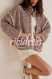 Stunning Floral Print Dolman Style Silhouette Pocketed Cotton Jacket