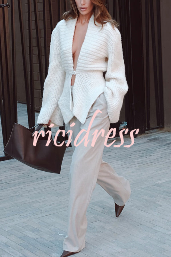 Retro V-neck Long-sleeved Sexy Hollow Loose Knitted Cardigan