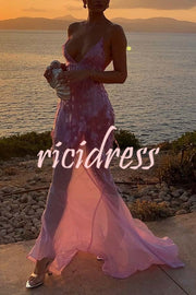 Perfect Night Sequin Embroidery Backless Drape Tulle Hem Slip Maxi Dress