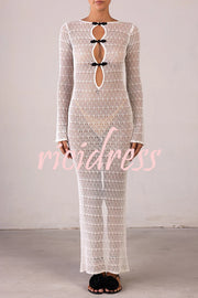 Sexy Backless Long-sleeved Knitted Slim-fit Maxi Dress