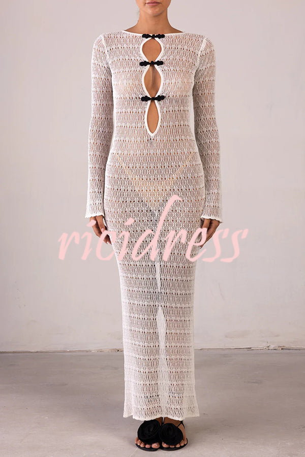 Sexy Backless Long-sleeved Knitted Slim-fit Maxi Dress