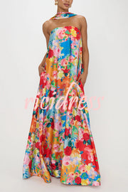 Floral Print Off-The-Shoulder Loose Holiday Maxi Dress