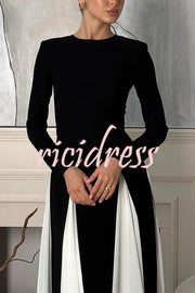 Getting Glam and Elegant Panelled Tulle Long Sleeve A-line Maxi Dress