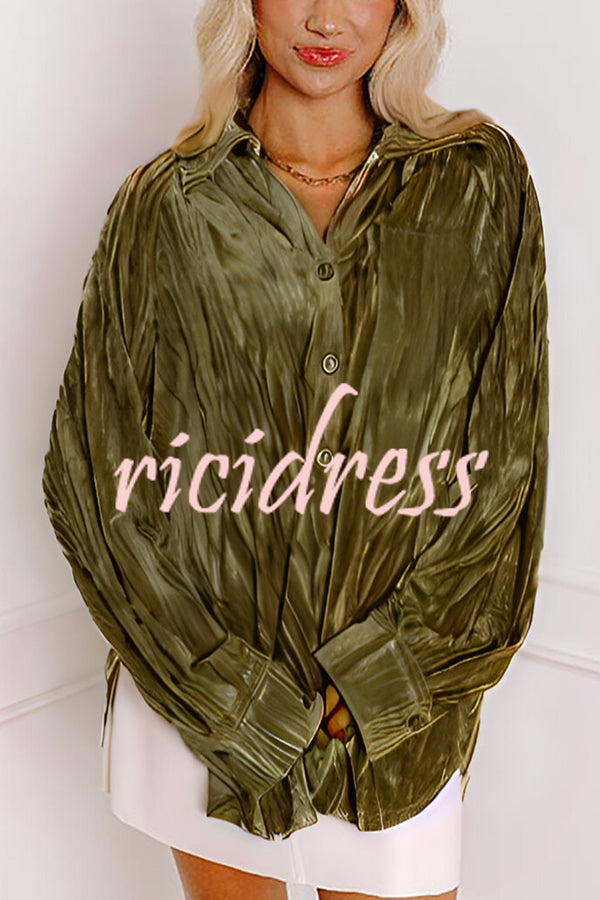 Solid Color Velvet Light-sensitive Drape Loose Shirt