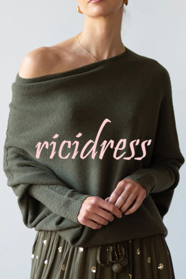 Solid Color Round Neck Long Sleeve Loose Knitted Sweater