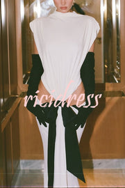 Sexy Open Back Bow Embellished Elegant Fishtail Maxi Dress