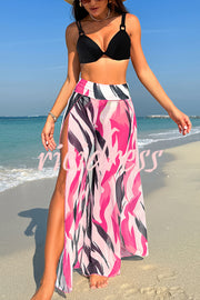 Unique Printed Loose High Waist Split Beach Pants