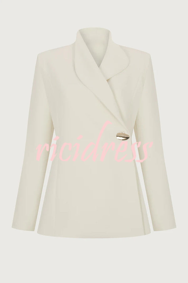 Exquisite and Fashionable Stand Lapel Neck Metal Button Long Sleeve Blazer