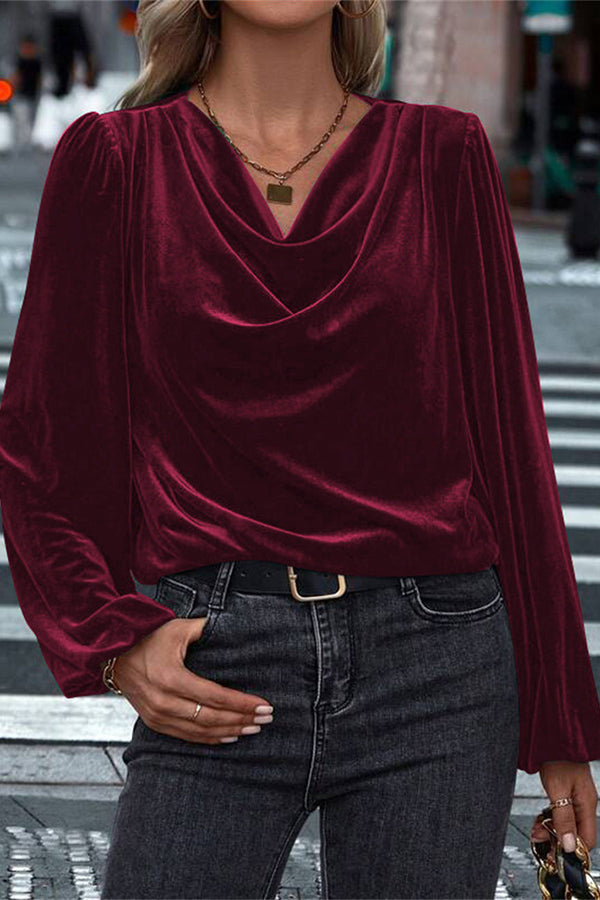 Fashionable Velvet Long-sleeved Loose Casual Top