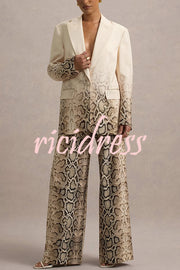 Hurley Ombre Snake Print Elastic Waist Pocketed Wide Leg Pants