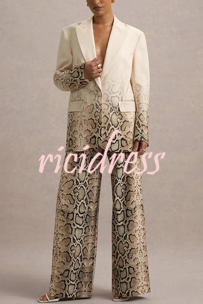 Hurley Ombre Snake Print Elastic Waist Pocketed Wide Leg Pants
