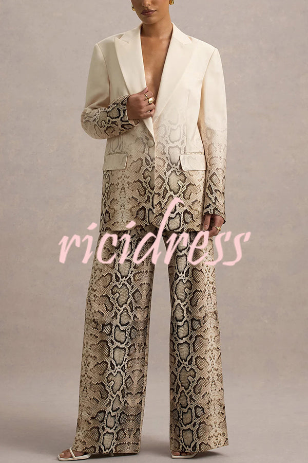 Hurley Ombre Snake Print Elastic Waist Pocketed Wide Leg Pants