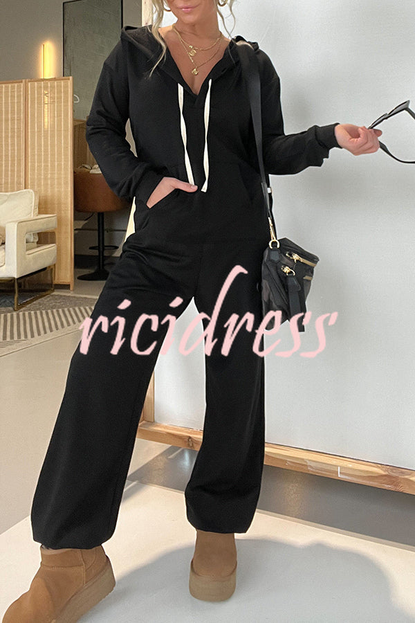 Cozy Days Long Sleeve Pocket Hooded Drawstring Jumpsuit