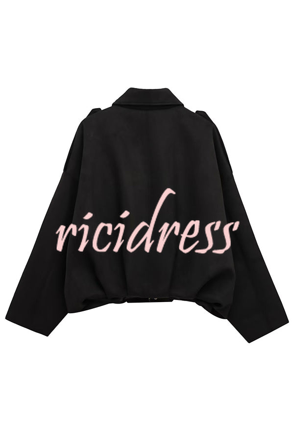 Fashion Lapel Long-sleeved Casual Bomber Jacket