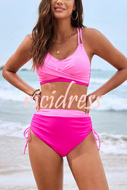 Fashionable High Waist Stretch Bikini Swimsuit