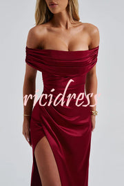 Sexy Off-shoulder Fitted High Slit Elegant Maxi Dress