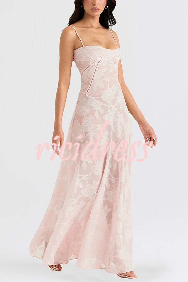 Fashion Sexy Suspenders See-through Holiday Slim Maxi Dress