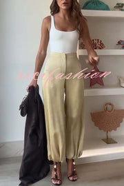 City Phantom Satin High Rise Pocket Aladdin Bloomers Pants