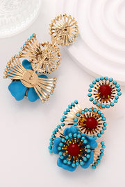 Bohemian Retro Ethnic Style Turquoise Flower Earrings