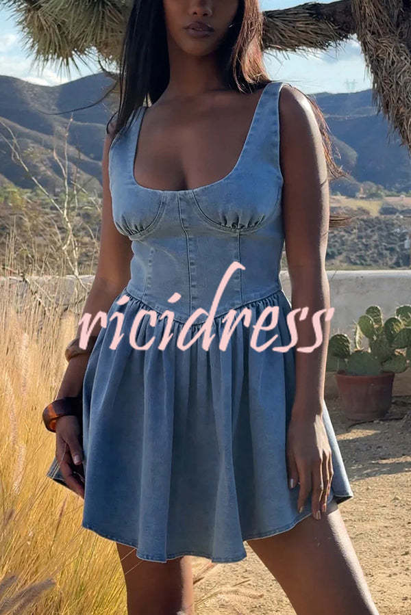 Fashion Slim-fit Stretch-strap Denim Mini Dress
