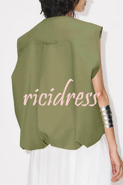 Fashion Zipper Sleeveless Pocket Loose Vest Jacket