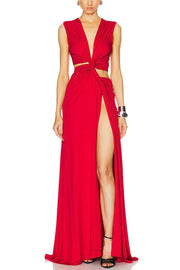 She’s A Winner Jersey Triple Loop Cutout Stretch Maxi Dress