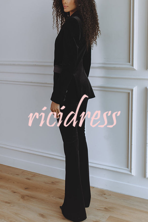 Delicate Daze Velvet High Rise Elastic Waist Flare Pants