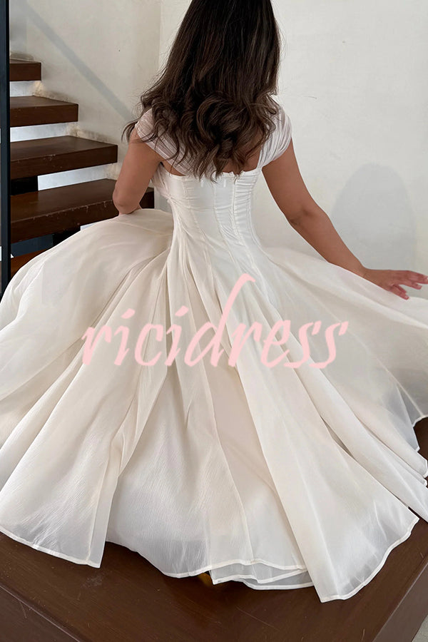 Elegant Sleeveless Waist-cinching Tulle Full-hem Maxi Dress