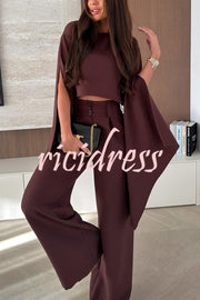 City Atelier Bell Slit Sleeve Top and High Rise Pocket Wide Leg Pants Set