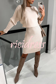 Striped Long Sleeved Top and Strappy Mini Dress Set