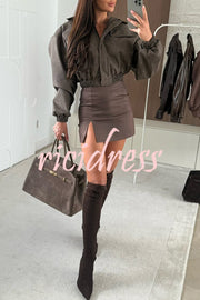 Perfect Match High Rise Zipper Waist Side Slit Skort