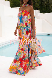 Floral Print Off-The-Shoulder Loose Holiday Maxi Dress