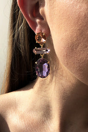 Temperament Contrasting Color Faceted Diamond Earrings