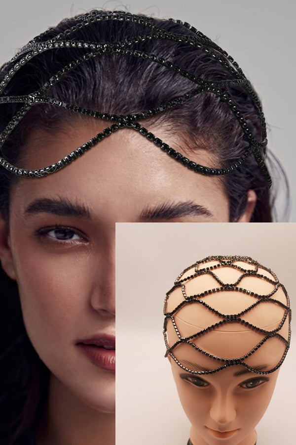 Rhinestone Tassel Mesh Headband