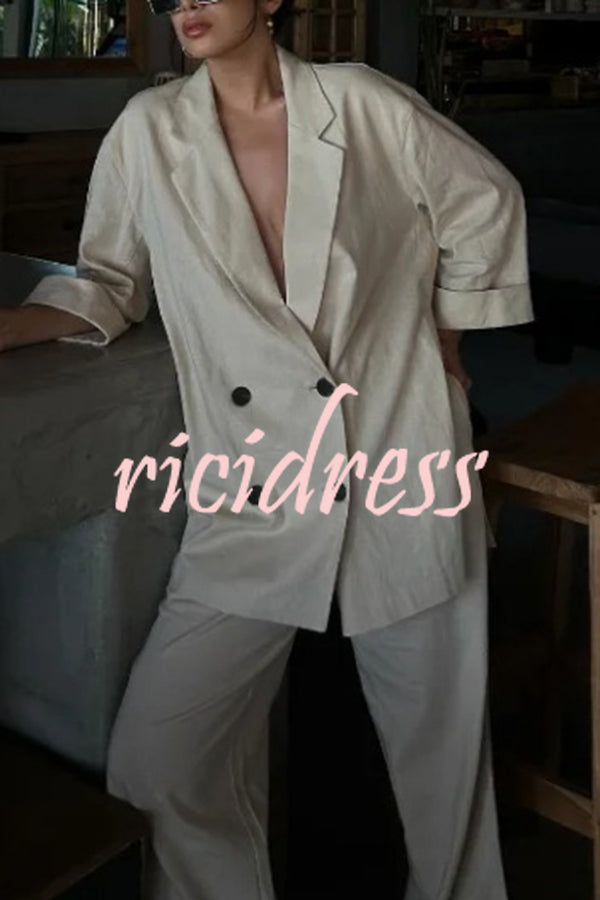 Fashionable Wrinkled Lapel Long-sleeved Loose Blazer