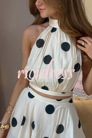 Gift To You Polka Dot Print High Neck Sleeveless Top