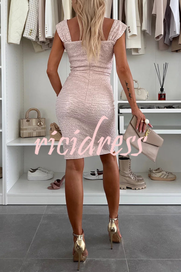 Solid Color Strappy Metal Embellished Fitted Mini Dress