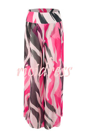 Unique Printed Loose High Waist Split Beach Pants