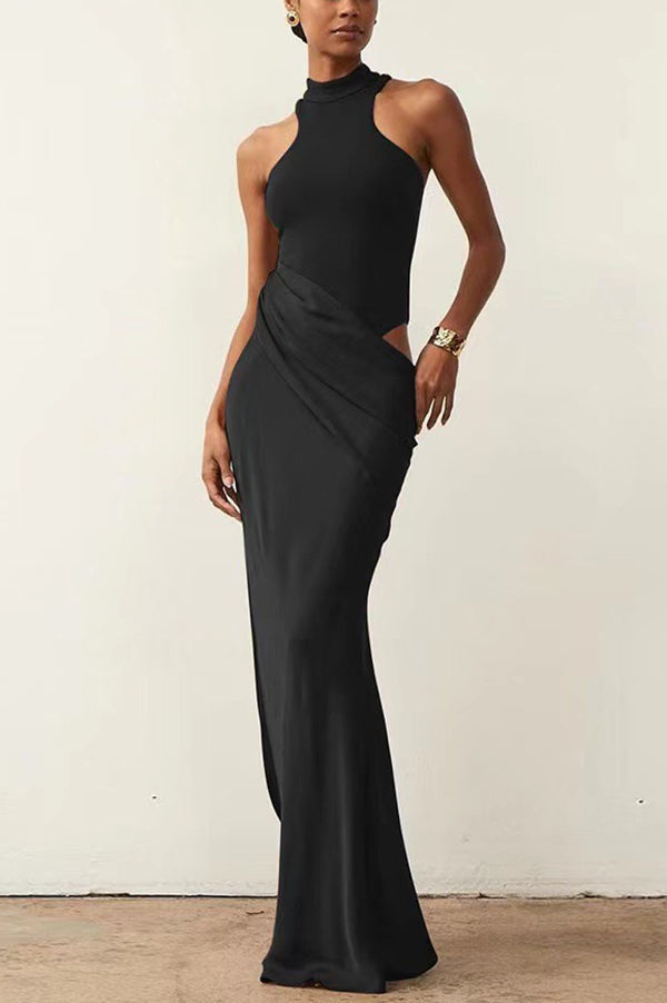 Sexy Sleeveless Slim Waist Hollow Out Maxi Dress