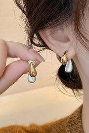 French Versatile Contrast Color Drop Shape Stud Earrings