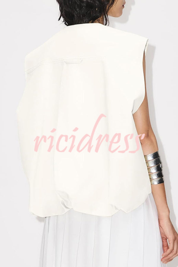 Fashion Zipper Sleeveless Pocket Loose Vest Jacket