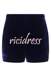 Bold Modern Velvet Contrast Satin Lapel Blazer and High Rise Pocket Shorts Set