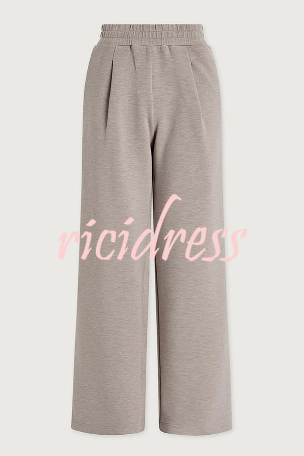 Berner High-Neck Long Sleeve Side Zipper Sweatshirt and Elastic Waist Pocketed Loose Pants Set