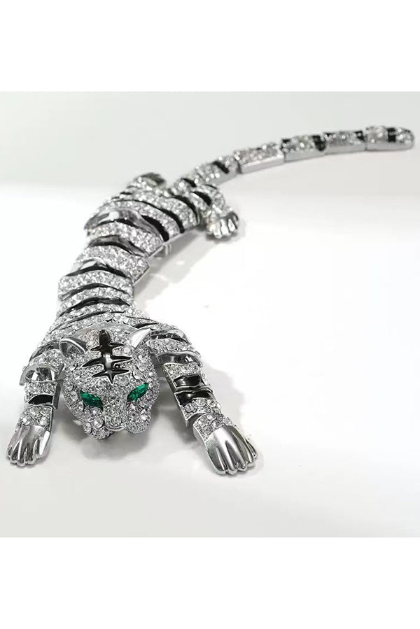 Fashionable Zinc Alloy Rhinestone Vintage Tiger Brooch