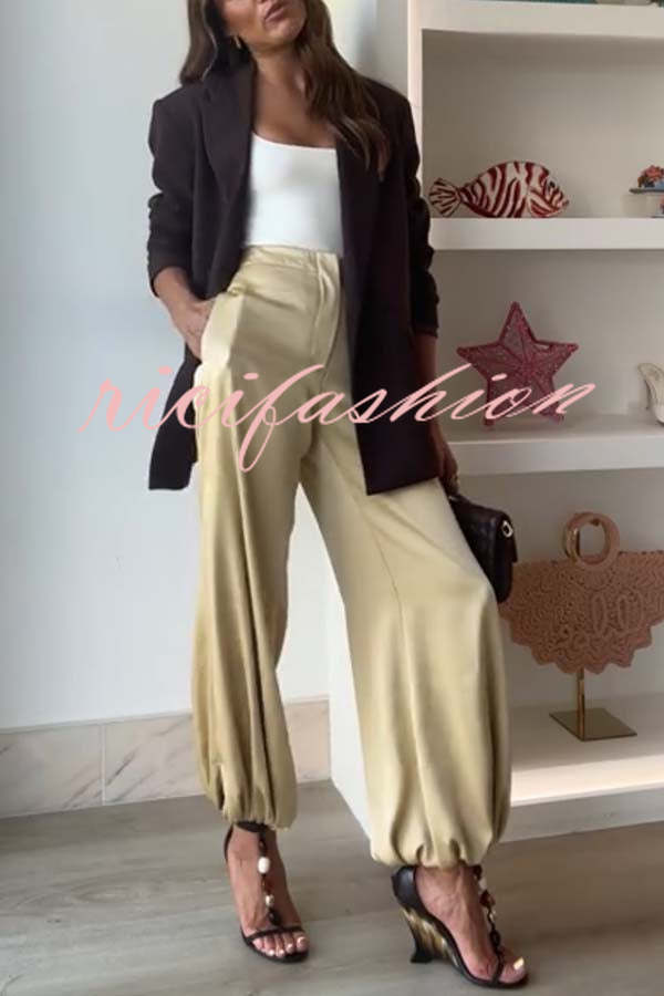City Phantom Satin High Rise Pocket Aladdin Bloomers Pants